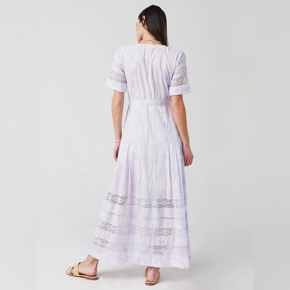 LoveShackFancy Women's Edie Dress Violet Splash Hand Dye size XS - Picture 2 of 5